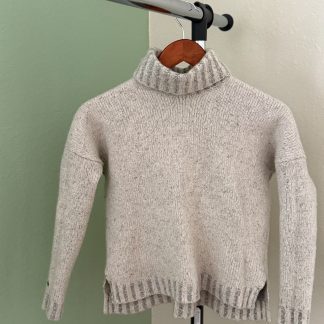 Vince Cream Gray Wool Silk Cashmere Blend Turtleneck Sweater Womens XS