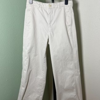 Uniqlo Women's Wide Leg Cotton Chino Pants Off White Ecru Waist 67cm Size 26