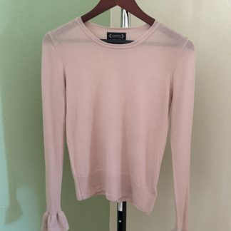 Nanette Lepore Merino Wool Sweater Pink Bell Sleeve Crewneck Womens Small S
