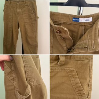 Old Navy High-Rise Straight Utility Carpenter Pants Khaki Tan Womens Size 6