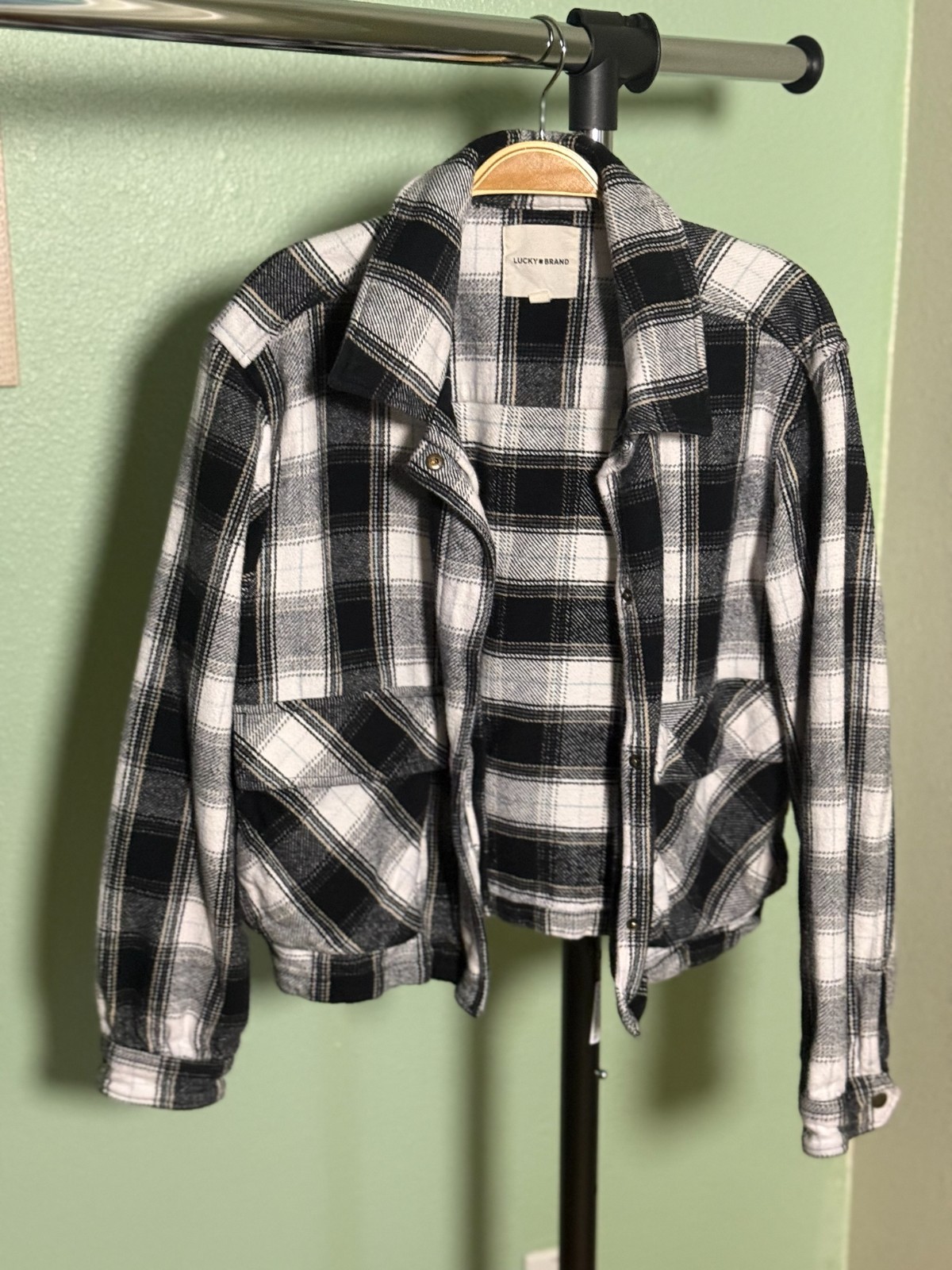 Lucky Brand cropped plaid flannel jacket